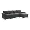 [VIDEO provided][New]118*55" Modern L-shaped Chenille Cloud Sofa with Double Seat Cushions,5-seat Upholstered Indoor Furniture