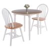 Sorella 3-Pc Drop Leaf Dining Table with Windsor Chairs; Natural and White
