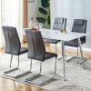Table and chair set. 1 table and 4 gray chairs. Rectangular dining table, 0.4 inch white imitation marble tabletop