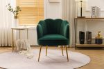 Shell Shape Velvet Fabric Armchair Accent Chair With Gold Legs For Living Room Bedroom