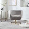 COOLMORE Upholstered Tufted Living Room Chair Textured Linen Fabric Accent Chair with Metal Stand