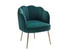 Shell Shape Velvet Fabric Armchair Accent Chair With Gold Legs For Living Room Bedroom