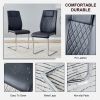 Table and chair set. 1 table and 4 black chairs. Rectangular dining table, 0.4 inch white imitation marble tabletop