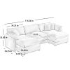 Oversized Modular Cushion Sofa with Ottomans, Comfy Upholstered U Shaped Convertible Corner Sectional Sofa Couch, Light Beige Corduroy