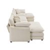 Oversized Modular Cushion Sofa with Ottomans, Comfy Upholstered U Shaped Convertible Corner Sectional Sofa Couch, Light Beige Corduroy