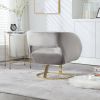 COOLMORE Upholstered Tufted Living Room Chair Textured Linen Fabric Accent Chair with Metal Stand
