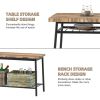 6 Piece Dining Table Set, Kitchen Table and Chairs for 6, Dining Room Dinner Table Set w/Storage Rack for Home, Apt, 4 Chairs