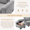 Sleeper Sectional Sofa, L-Shape Corner Couch Sofa-Bed with Storage Ottoman & Hidden Arm Storage & USB Charge for Living Room Apartment, Gray