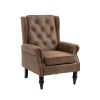 COOLMORE Wood Frame Armchair, Modern Accent Chair Lounge Chair with Sturdy Wood Legs for Living Room Bedroom(Coffee PU)
