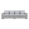 [VIDEO provided] [New] 104" 4-Seater Modern Linen Fabric Sofa with Armrest Pockets and 4 Pillows,Minimalist Style Couch for Living Room, Apartment
