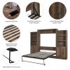 Queen Size Half Self-Close and Open Murphy Bed with 1 Side Cabinet Storage Shelf, Cabinet Space-Saving Bed Perfect for Guest Room, Bed Room