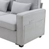 [VIDEO provided] [New] 104" 4-Seater Modern Linen Fabric Sofa with Armrest Pockets and 4 Pillows,Minimalist Style Couch for Living Room, Apartment