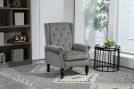 COOLMORE Wood Frame Armchair, Modern Accent Chair Lounge Chair with Sturdy Wood Legs for Living Room Bedroom(Dark Gray)