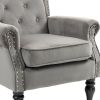 COOLMORE Wood Frame Armchair, Modern Accent Chair Lounge Chair with Sturdy Wood Legs for Living Room Bedroom(Dark Gray)