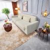 FX-P18-CW(sofa)Luxury Velvet Sofa with Gold Accents - Modern 3-Seat Couch with Plush Cushions, Perfect for Living Room and Office Decor