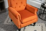 COOLMORE Wood Frame Armchair, Modern Accent Chair Lounge Chair with Sturdy Wood Legs for Living Room Bedroom(Orange)