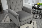 COOLMORE Wood Frame Armchair, Modern Accent Chair Lounge Chair with Sturdy Wood Legs for Living Room Bedroom(Dark Gray)