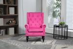 COOLMORE Wood Frame Armchair, Modern Accent Chair Lounge Chair with Sturdy Wood Legs for Living Room Bedroom(Red)