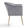 Velvet Accent Chair with Wood Frame, Modern Armchair Club Leisure Chair with Gold Metal Legs