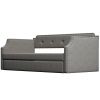 Upholstered Daybed with Trundle, Wood Slat Support,Upholstered Frame Sofa Bed , Twin,Gray