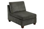 Living Room Furniture Grey Chenille Modular Sectional 8pc Set Large Corner L-Sectional Modern Couch 2x Corner Wedge 4x Armless Chairs and 2x Ottomans