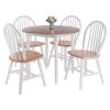 Sorella 5-Pc Drop Leaf Dining Table with Windsor Chairs; Natural and White
