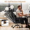 Home office desks and chairs with ergonomic high backrest, adjustable tilt angle for comfortable PU leather computer games,black