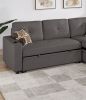 Ash Black Dorris Fabric Convertible Sectional Sofa Pull out Bed Couch Storage Chaise Cup Holders 2pc Sectional Living Room