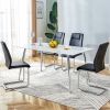Table and chair set. 1 table and 4 black chairs. Rectangular dining table, 0.4 inch white imitation marble tabletop