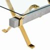1 table and 8 chairs. Modern simple luxury tempered glass rectangular dining table and desk with 8 black PU gold plated leg chairs 79''x39''x30''