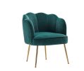 Shell Shape Velvet Fabric Armchair Accent Chair With Gold Legs For Living Room Bedroom