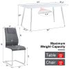 Table and chair set. 1 table and 4 gray chairs. Rectangular dining table, 0.4 inch white imitation marble tabletop