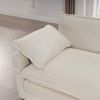 Oversized Modular Cushion Sofa with Ottomans, Comfy Upholstered U Shaped Convertible Corner Sectional Sofa Couch, Light Beige Corduroy