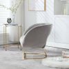 COOLMORE Upholstered Tufted Living Room Chair Textured Linen Fabric Accent Chair with Metal Stand
