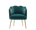 Shell Shape Velvet Fabric Armchair Accent Chair With Gold Legs For Living Room Bedroom