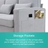 [VIDEO provided] [New] 104" 4-Seater Modern Linen Fabric Sofa with Armrest Pockets and 4 Pillows,Minimalist Style Couch for Living Room, Apartment