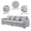 [VIDEO provided] [New] 104" 4-Seater Modern Linen Fabric Sofa with Armrest Pockets and 4 Pillows,Minimalist Style Couch for Living Room, Apartment