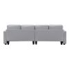 [VIDEO provided] [New] 104" 4-Seater Modern Linen Fabric Sofa with Armrest Pockets and 4 Pillows,Minimalist Style Couch for Living Room, Apartment