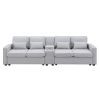 [VIDEO provided] [New] 114.2" Upholstered Sofa with Console, 2 Cupholders and 2 USB Ports Wired or Wirelessly Charged