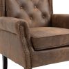 COOLMORE Wood Frame Armchair, Modern Accent Chair Lounge Chair with Sturdy Wood Legs for Living Room Bedroom(Coffee PU)