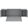 Queen Size Murphy Bed with Shelves, Cabinets and USB Ports,Gray