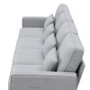 [VIDEO provided] [New] 104" 4-Seater Modern Linen Fabric Sofa with Armrest Pockets and 4 Pillows,Minimalist Style Couch for Living Room, Apartment