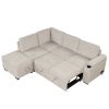 84" Sleeper Sofa Bed,2 in 1 Pull Out sofa bed L Shape Couch with Storage Ottoman for Living Room,Bedroom Couch and Small Apartment, Beige
