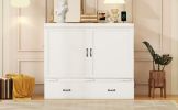 Full Size Murphy Bed with USB Port and a Large Drawer, White