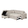84" Sleeper Sofa Bed,2 in 1 Pull Out sofa bed L Shape Couch with Storage Ottoman for Living Room,Bedroom Couch and Small Apartment, Beige