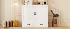 Full Size Murphy Bed with USB Port and a Large Drawer, White