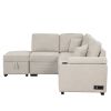 84" Sleeper Sofa Bed,2 in 1 Pull Out sofa bed L Shape Couch with Storage Ottoman for Living Room,Bedroom Couch and Small Apartment, Beige