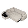 84" Sleeper Sofa Bed,2 in 1 Pull Out sofa bed L Shape Couch with Storage Ottoman for Living Room,Bedroom Couch and Small Apartment, Beige