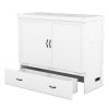 Full Size Murphy Bed with USB Port and a Large Drawer, White