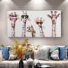 Hand Painted Oil Painting  Horizontal Abstract Animals Giraffe Modern choose size Luxurious Decorative Painting